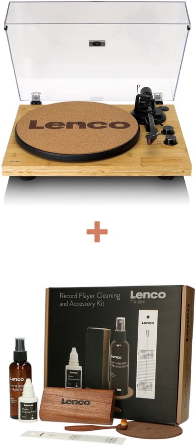 Lenco Platenspeler Bundel LBT-335BA + TTA-6IN1- Platenspeler met Bluetooth + Cleaning Kit - Expertise Lijn