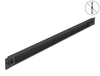 Delock 19″ Borstelpaneel – Kabelmanagement Paneel – 1U – Stofbescherming – Toolless installatie – Zwart