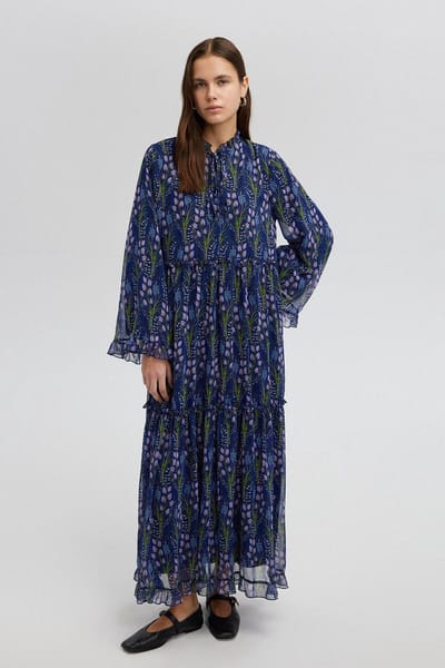 Touché Privé - Chiffon jurk met volants - Meerkleurig - Dames