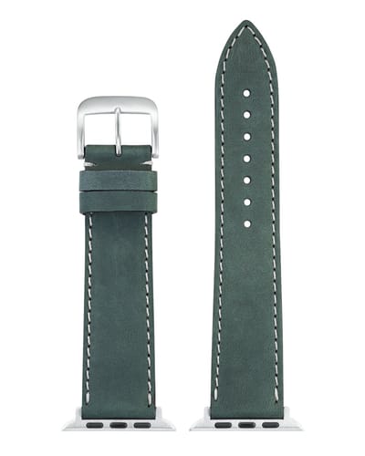 EULIT leer horlogeband geschikt voor Apple Watch 38/40/41 maat - Serie 1/2/3/4/5/6/7/8/9/10 + SE - nubuk smart - 20mm - groen - metalen verguld gesp - incl. adapter