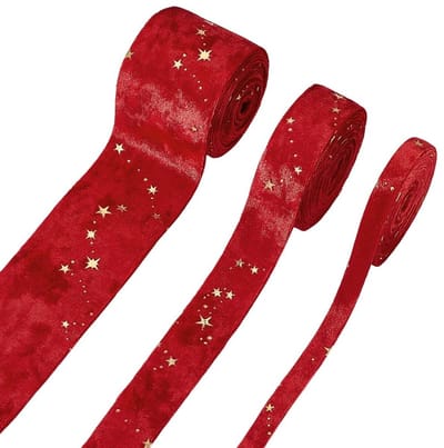 Dailygoods- Fluwelen Lint - Dubbelzijdig - Sterpatroon - Decoratie