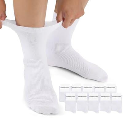 10 Paar Diabetessokken voor Dames en Heren - Katoenen, Comfortabel, Zonder Elastiek - Extra Brede Maten