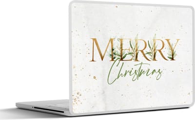 Laptop sticker - 17.3 inch - Kerst - Quotes - Goud - Spreuken - Merry Christmas - 40x30cm - Laptopstickers - Laptop skin - Cover