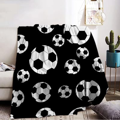 Warme Voetbal Fleece Deken voor Kinderen en Volwassenen, Zachte Microvezel Pluizige Bankdeken 150x200 cm