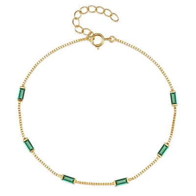 Elenza Goudkleurige Armband met Groene Stenen in 925 Sterling Zilver