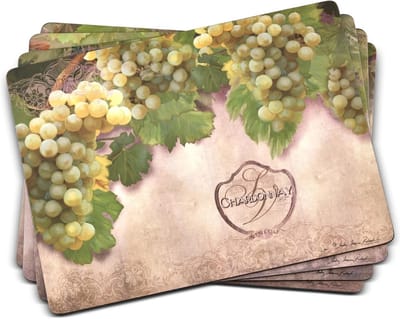 Placemats Set - Tafelonderleggers - Eettafel Beschermen - Rustieke Wijngaard Illustratie - 4 Stuks - Multicolor