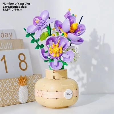 Panier de Tournesols Bouquet Kit de Construction Rose Bonsaï Tournesols Briques de Construction Collection Particules Florales Botanique Cadeaux de la Saint-Valentin No Box