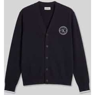 relaxed fit gebreid jack van pure katoen met gestikt logo
