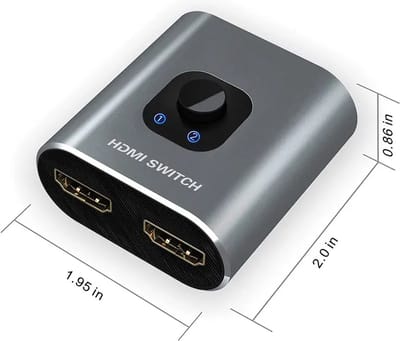 HDMI Switch - 2-in-1 Out / 1-in-2 Out – Bi-directional – Supports 4K-60Hz, 1080p-120Hz