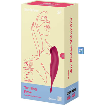 Satisfyer 'Twirling Pro Connect App', 20 cm, met app, drukgolf- en oplegvibrator, aan beide zijden te gebruiken, drukgolven en circulerende vibraties