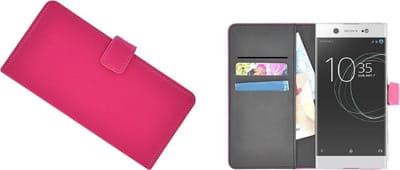 Geschikt voor Sony Xperia XA1 Ultra Roze effen Wallet Bookcase Hoesje