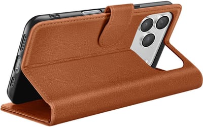 Zanae, Hoesje geschikt voor iPhone 17 Pro - Wallet Case & Magneetsluiting, Bruin