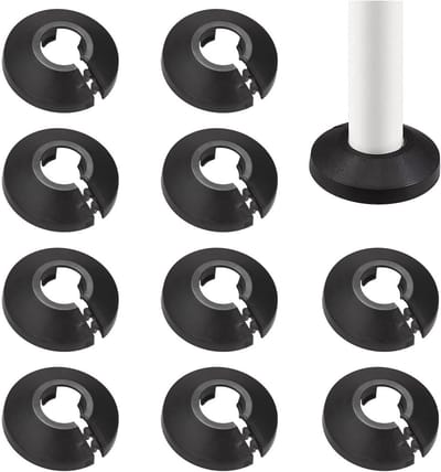 Radiatorbuis afdekkingen - Kunststof ringen rozetten - Verwarmingsbuizen afwerken - Set van tien stuks - 17 mm draadmaat - Zwart
