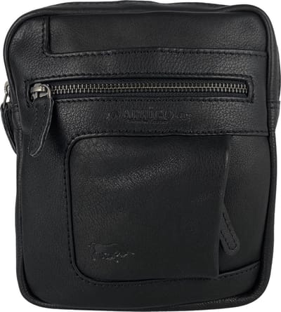Unisex Schoudertas Crossbody Tas - Soepel Rundleer - Verstelbare Schouderriem - Zwart