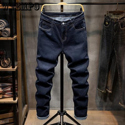 Pantalon Stretch Harlan pour homme automne grandes tailles pantalon pour homme gros et plus gros petits pieds jeans amples 40 bleu foncé
