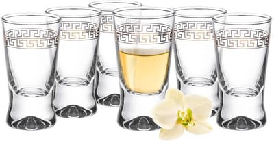 Glasmark Shotglaasjes - 6x - gold collection - 25 ml - glas - borrelglazen