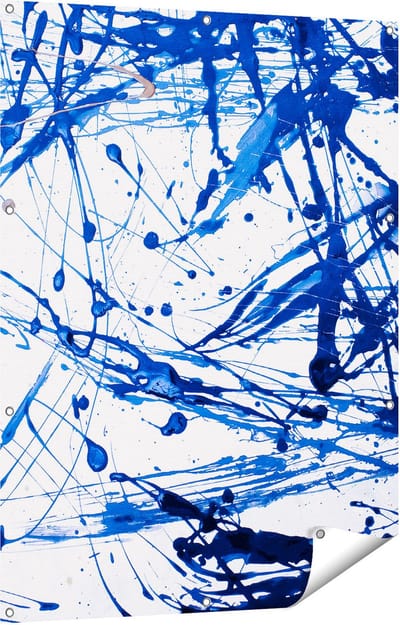 Gards Tuinposter Abstracte Kunst Blauwe Verf - 90x120 cm - Tuindoek - Tuindecoratie - Wanddecoratie buiten - Tuinschilderij