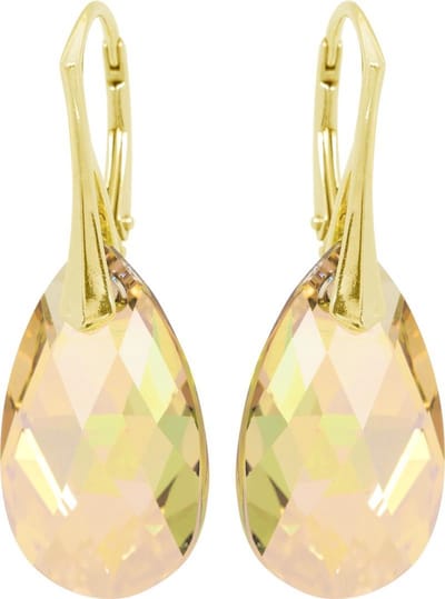 DBD - Goud Vergulde Zilveren Oorbellen - Swarovski Kristal Elements - Druppel - Gouden Schaduw - 22MM - Anti Allergisch