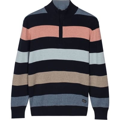 Baileys Trui Half Zip Knit Two-Tone Multi Stripe Abrikoos / male
