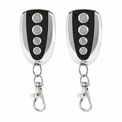 Garagedeur Afstandsbediening 433 MHz – 2 Stuks – Vervangende Handzender – Zelflerend / Kopieerbaar – Geschikt voor Fixed Code – 4 Knoppen – Garagepoort Opener – Inclusief Batterij