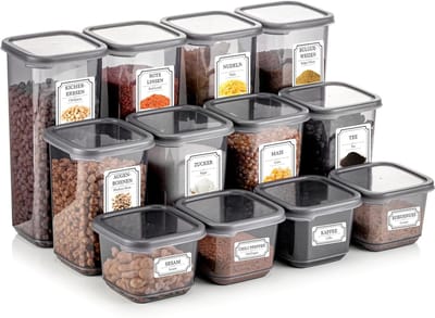 PromoHome Luchtdichte Opbergdozen Set - 12-delige Keukencontainers met Kunststof Deksels - BPA-vrije Voorraadpotten - Keukenorganisatie Opbergsysteem