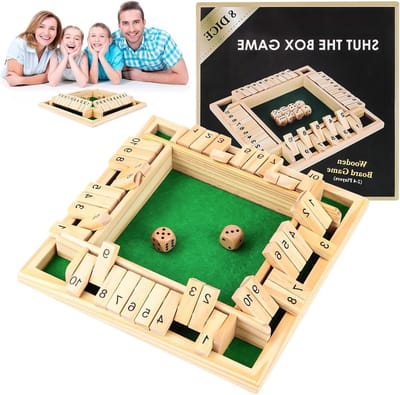 Shut The Box Spel voor 4 Spelers, Houten Dobbelspel, Gezellige Familie Spellen en Reisspelletjes