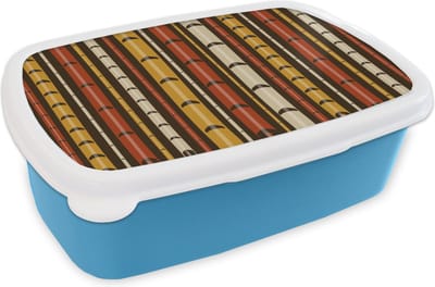 Broodtrommel Blauw - Lunchbox - Brooddoos - Bamboe - Bos - Japans - Patronen - 18x12x6 cm - Kinderen - Jongen