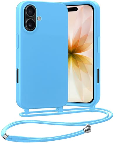 Hoesje Geschikt voor iPhone 17 Hoes Met Telefoonketting - Backcover Geschikt voor iPhone 17 Case Met Koord - Lichtblauw