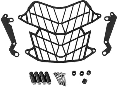 Dailygoods- Koplamprooster Aluminium - Motorfiets Beschermhoes - Compatibel met Ya-ma-ha Tenere 700 2019+ - Eenvoudige installatie - 3 Stuks/set - Zwart - Koplampbescherming