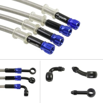 Motorfiets remslang - Hydraulische leiding - Remmen verbeteren - Verwijderbare banjo - 400-2400 mm - Zilver