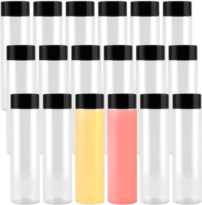 Dailygoods- Sapflesjes 550 ml - 18 Stuks - Doorzichtige Plastic - Met Zwarte Deksels - Duurzaam - Geschikt voor Smoothies - Drankfles