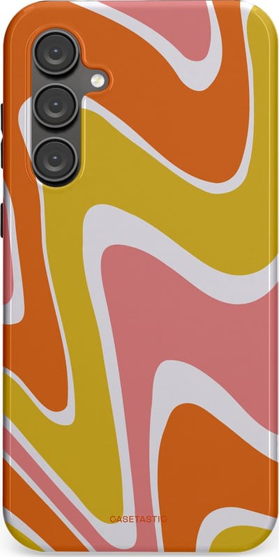 Casetastic hoesje geschikt voor Samsung Galaxy S23 FE - Dubbellaagse bescherming - Retro rave - Fashion Case - Goud Terracotta Koraal Wit