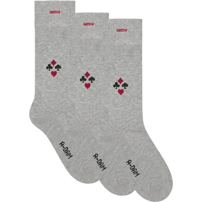 A-DAM  3-pack Casual Socks Card Icons Grey Melange Size: 36-40 | Underwear Outlet | Unisex | Grijs