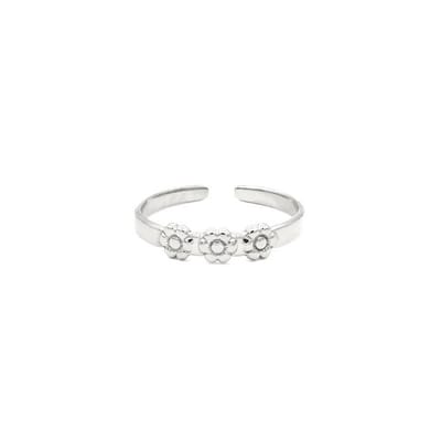 Mint15 Verstelbare ring kleine bloemetjes 'Little Daisies' - Zilverkleur RVS/Stainless Steel