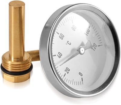 Dailygoods - Bimetaal-thermometer Ø63mm, 0-120°C voor verwarmingssystemen