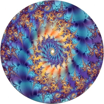 DJ Slipmat - Platenspeler Mat - Mixen en Krassen - Fractal Patroon - 30.5 cm Diameter - Wit