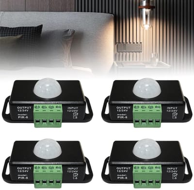 Infrarood PIR-sensor schakelaar - Bewegingsmelder voor ledstrips/lampen zwart - 4 stuks - DC 12 V 24 V .