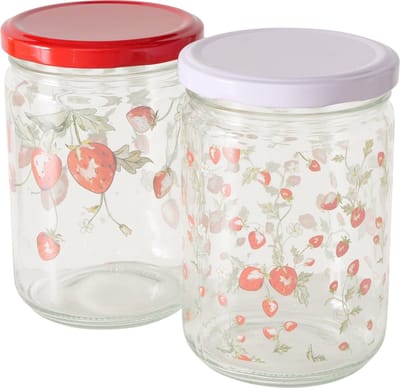 Voorraadpot aardbei 500ml glas