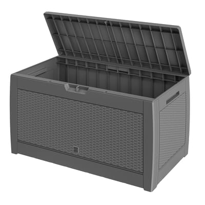 Opbergbox 310L UV-Bestendig Weerbestendig Wielen Tuinbox Rotan-look Antraciet