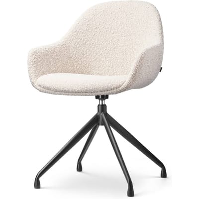 Nolon Nola-Mae Eetkamerstoel Draaibaar Bouclé Beige - met Armleuning - Stof - Zwart Onderstel - Design - Scandinavisch - Comfortabel