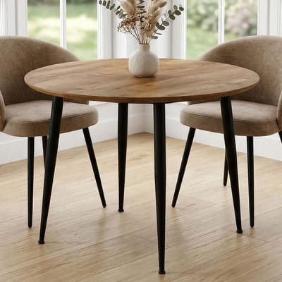 Ronde Eettafel - Keukentafel Eetkamertafel - Gezellig Tafelen - Onderhoudsvriendelijk Oppervlak - 100 cm Diameter - Notenhout