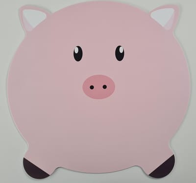 Kinderplacemats Set van 4 – Varkentje – Rond 38 cm – Animal Look – Afwasbaar Kunststof – Onderlegger voor Kinderen