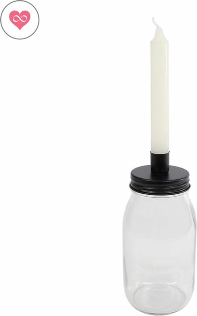 Kandelaar | Candle jar | Zwart | Van Manen