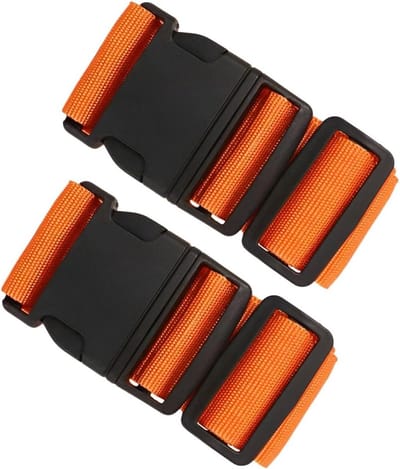 Dikke en Verstelbare Bagagestraps - 2 Stuks Reisaccessoires met Snelle Ontgrendeling voor Koffers en Bagage, Oranje