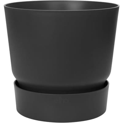 Elho Greenville Rond 40 - Grote Bloempot voor Buiten met Waterreservoir - 100% Gerecycled Plastic - Ø 39 x H 36.8 cm - Living black