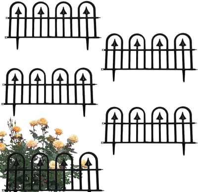 Decoratieve Hekrand - Bloembed Afscheiding - Tuin Afbakenen - Weerbestendig PP Materiaal - 5 stuks - Zwart