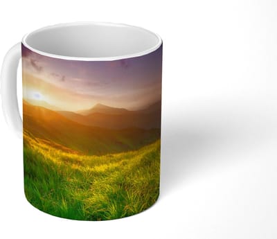 Mok - Koffiemok - Bergen - Zon - Natuur - Mokken - 350 ML - Beker - Koffiemokken - Theemok