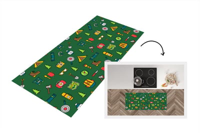 Keukenloper - Loper keuken - Kamperen - Tent - Bijl - Backpack - 120x50 cm - Keukenloper vinyl