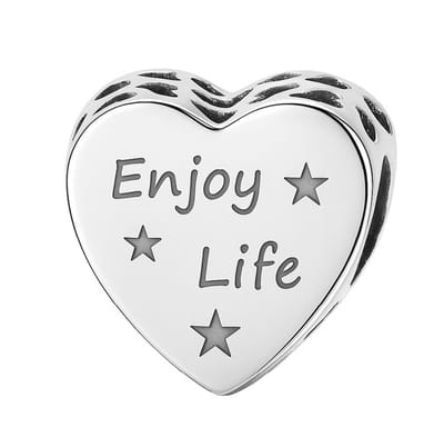 RomyStones – Hart Bedel – Enjoy Life – 925 Sterling Zilver – Voor je Bedelarmband - Cadeau
