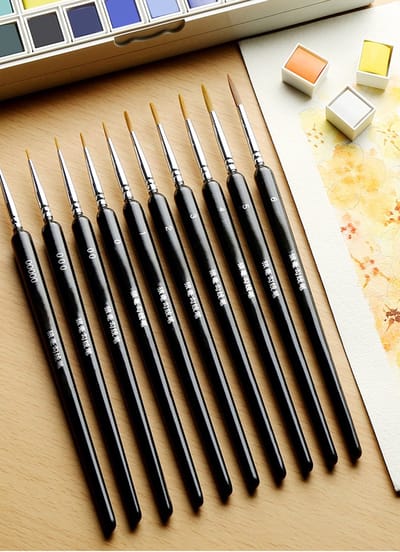 Penselenset - Penselen - 10-delig - Verfset - Kwastenset - Dunne penselen - Zwart - Verven - Schilderen - Acryl - Olieverf